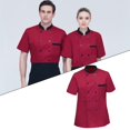 thumbnail image 5 of Chef Clothes Breathable Cotton Sweat Absorption Skin Friendly for Pub Waiter Red Red XXL, 5 of 8