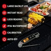 ThermoPro TP603W Digital Meat Thermometer Waterproof Kitchen Food Thermometer with Calibration & Backlight for Oven Oil Fry Candy Thermometer