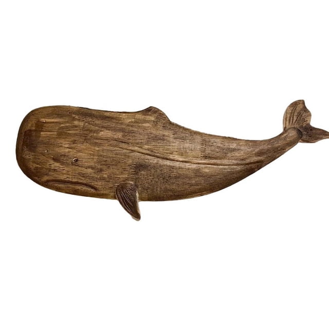 Estatua decorativa de madera con forma de pez marino, figura de ballena, escultura, adorno rústico, decoración para colgar en la pared, E