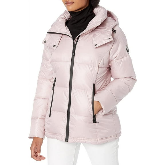 Kenneth Cole New York Women's Horizontal Zip Puffer, Pink, M