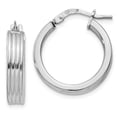 thumbnail image 4 of 925 Sterling Silver Rhodium-plated Grooved Hoop Earrings, 4 of 5