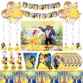 thumbnail image 2 of Disney-Juego de decoración para fiesta de cumpleaños de La Bella y La Bestia, vasos de papel, platos, mantel, globos, Kit de decoración, 2 of 5