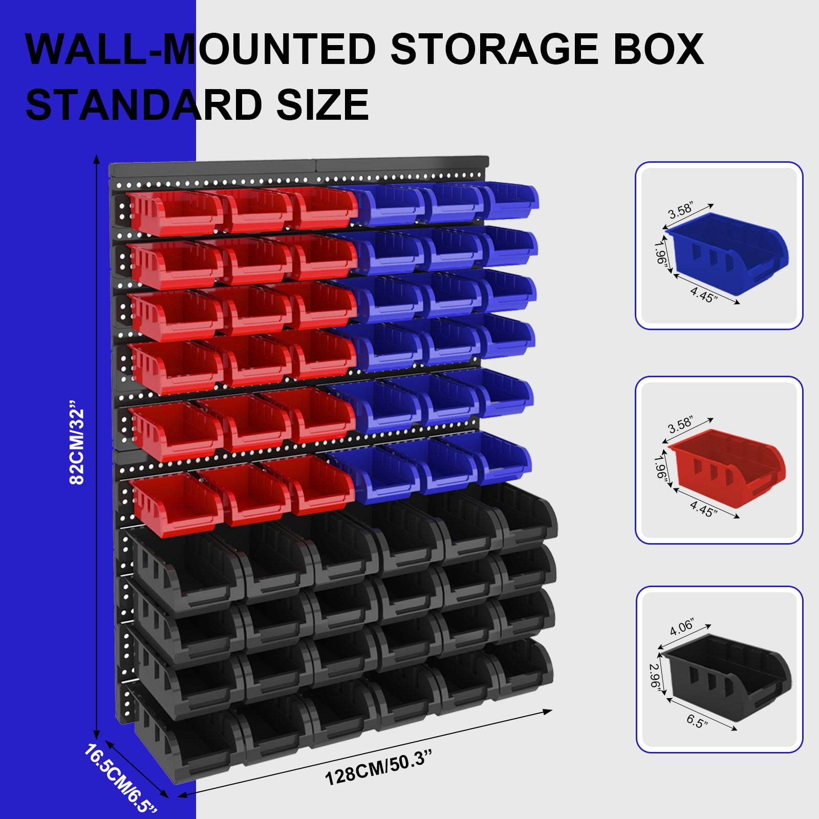 Wall Mounted Storage Bins, 60 PCS Wall Mount Tool Organizer Bins,Plastic  Tool Box Organizer For Tools, Hardware, Crafts, Office Supplies