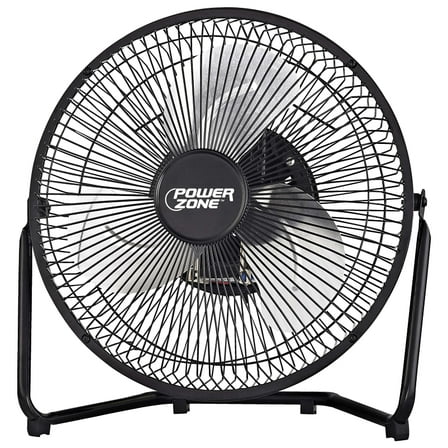 PowerZone 9 in. High Velocity Fan With Four Rubber Foot Pads, Aluminum Blade, 3 Blades, Black