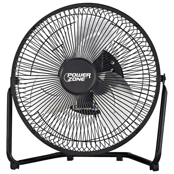 PowerZone 9 in. High Velocity Fan With Four Rubber Foot Pads, Aluminum Blade, 3 Blades, Black