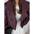 thumbnail image 5 of Chaquetas cortas de piel sintética con solapa para mujer, cárdigan liso de manga larga con bolsillos, abrigos, prendas de vestir elegantes para mujer 2024, 5 of 5