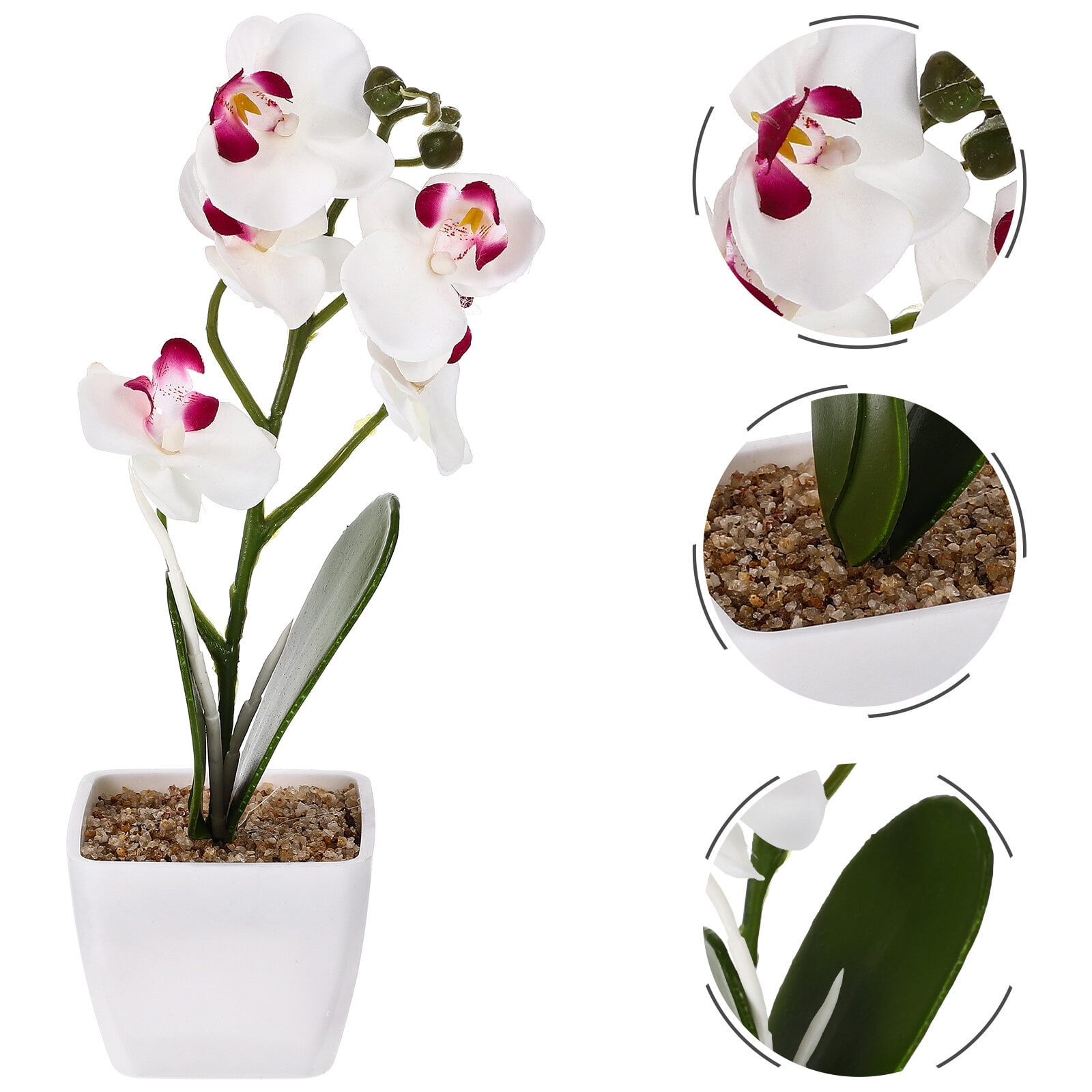 Realistic Artificial Phalaenopsis Faux Flower Orchid in Pot Fake Flowers for Table