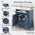 thumbnail image 6 of Miekor Furniture 30" Bathroom Vanity with Ceramic Sink,Solid Wood Frame Bathroom Storage Cabinet with Soft Closing Doors, Retro Style, Blue 77947, 6 of 11