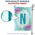 thumbnail image 4 of America Forever Spring Monogram Garden Flag Letter N 12.5 x 18 inches Double Sided Vertical Outdoor, Yard, Lawn, Pink and Blue Flowers, Cosmos, Leaves, Summer Flower Garden Flag, 4 of 5