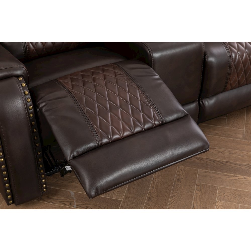 Ilyiano Two Tone Faux Leather Livingroom Reclining Sofa In Brown