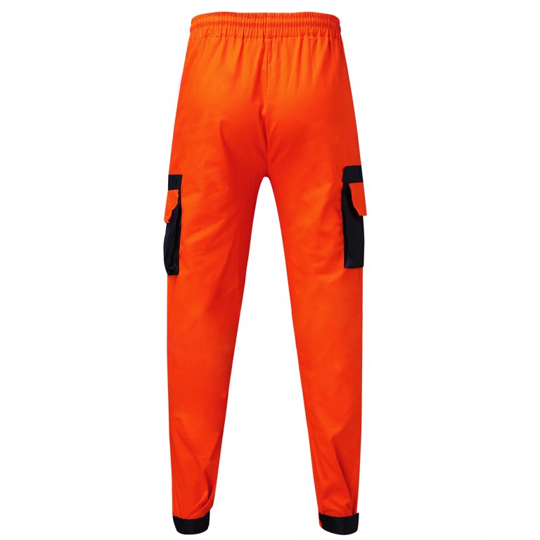 CAICJ98 Gifts For Men Mens Zip Joggers Pants - Casual Gym Workout Track  Pants Comfortable Slim Fit Tapered Sweatpants with Pockets Orange,XXL 