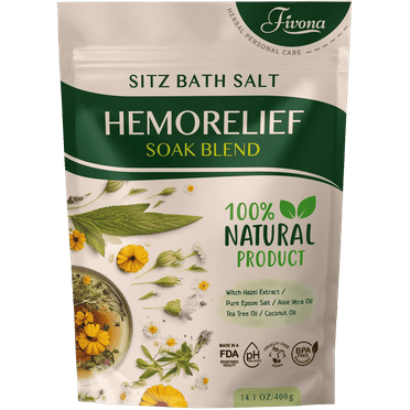 Fivona Sitz Bath Salt Blend for Hemorrhoids and Postpartum Care - Epsom Salt Soak with Natural Extracts and Oils 14.1 oz