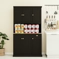 thumbnail image 6 of 71" Kitchen Cabinet With Drawer And Compartments - Black. Spacious Interior, Adjustable Options, A Contemporary Look Shelves For Oyster Sauce Bottles, Microwave Stand Area, 6 Doors 1 Black, 6 of 7