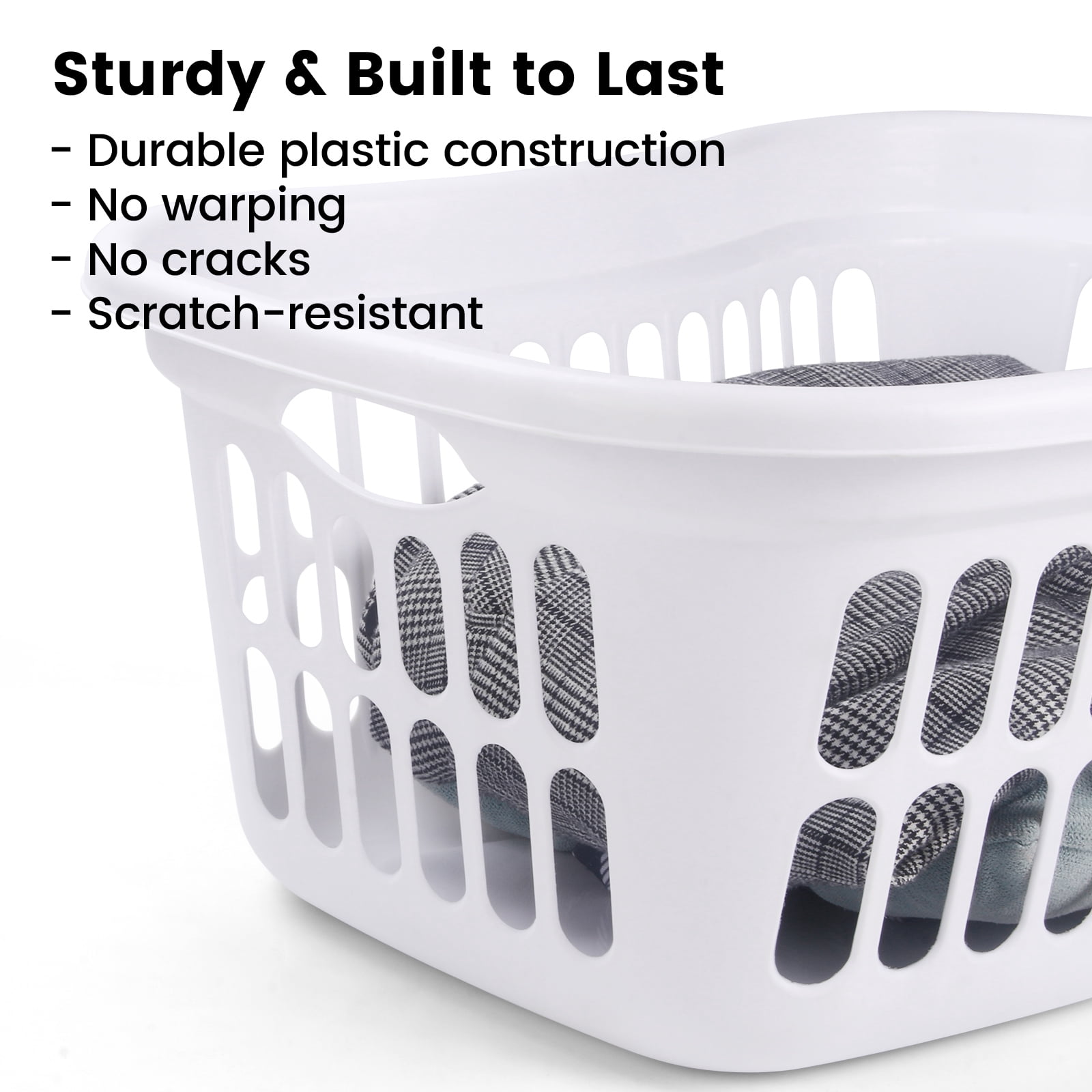 GameXcel 3-Pack 50L Laundry Basket Hip Hold, Stackable Plastic Hamper with Vented Holes for Bathroom, Bedroom, Laundry Room, Dorm