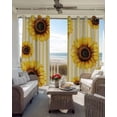 thumbnail image 6 of Yellow Sunflower Blackout Curtains for Bedroom Living Room Darkening Curtains 54 Inch Long Beige Vertical Striped Beige Retro Short Curtain for Small Window Treatment Grommet Drapes 42"x54"x2, 6 of 9