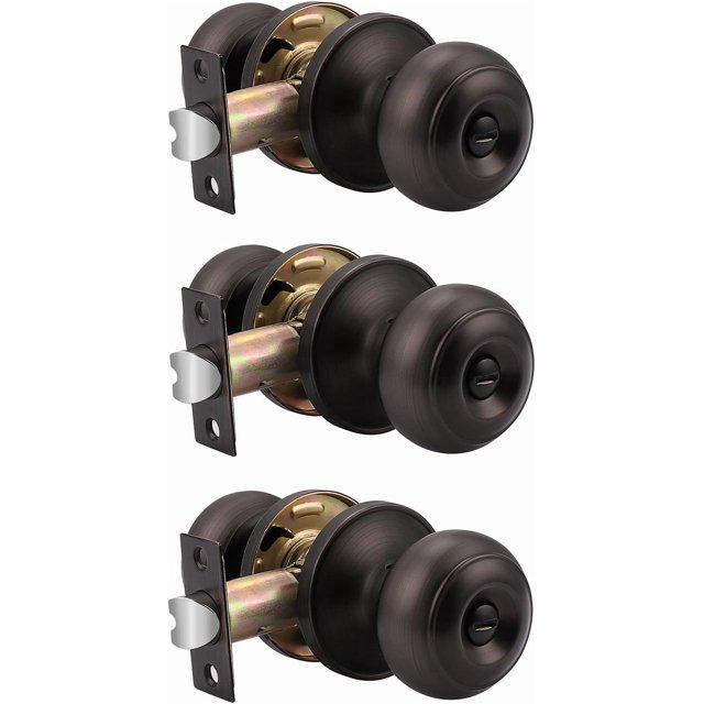 Satin Nickel Finish Lockset Keyless Privacy Interior Doors Bed and Bath Handle Levers