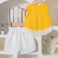thumbnail image 4 of TOWED22 Baby Girls Lovely 2pcs Summer Outfits Tank Tee Sleeveless and Shorts Sweet Clothing Sets Cute(Yellow,2-3 Y), 4 of 8