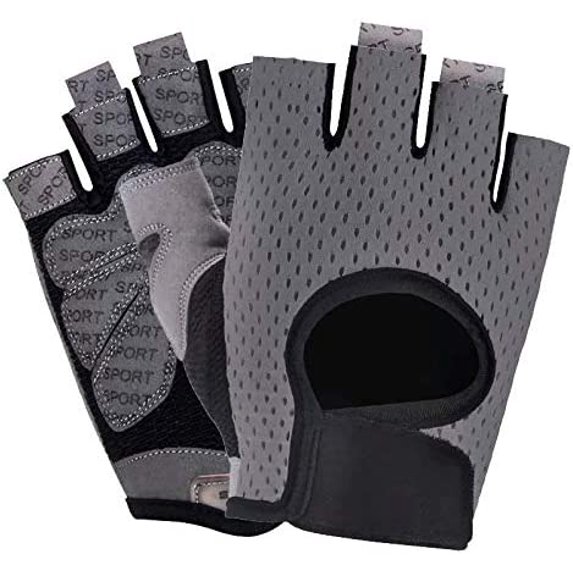 Workout Gloves, Breathable, Non-Slip, Silica Gel Grip, Exercise Gloves, Men and Women for Weightlifting,Yoga, Dumbbell, Bodybuilding, Sport, Black