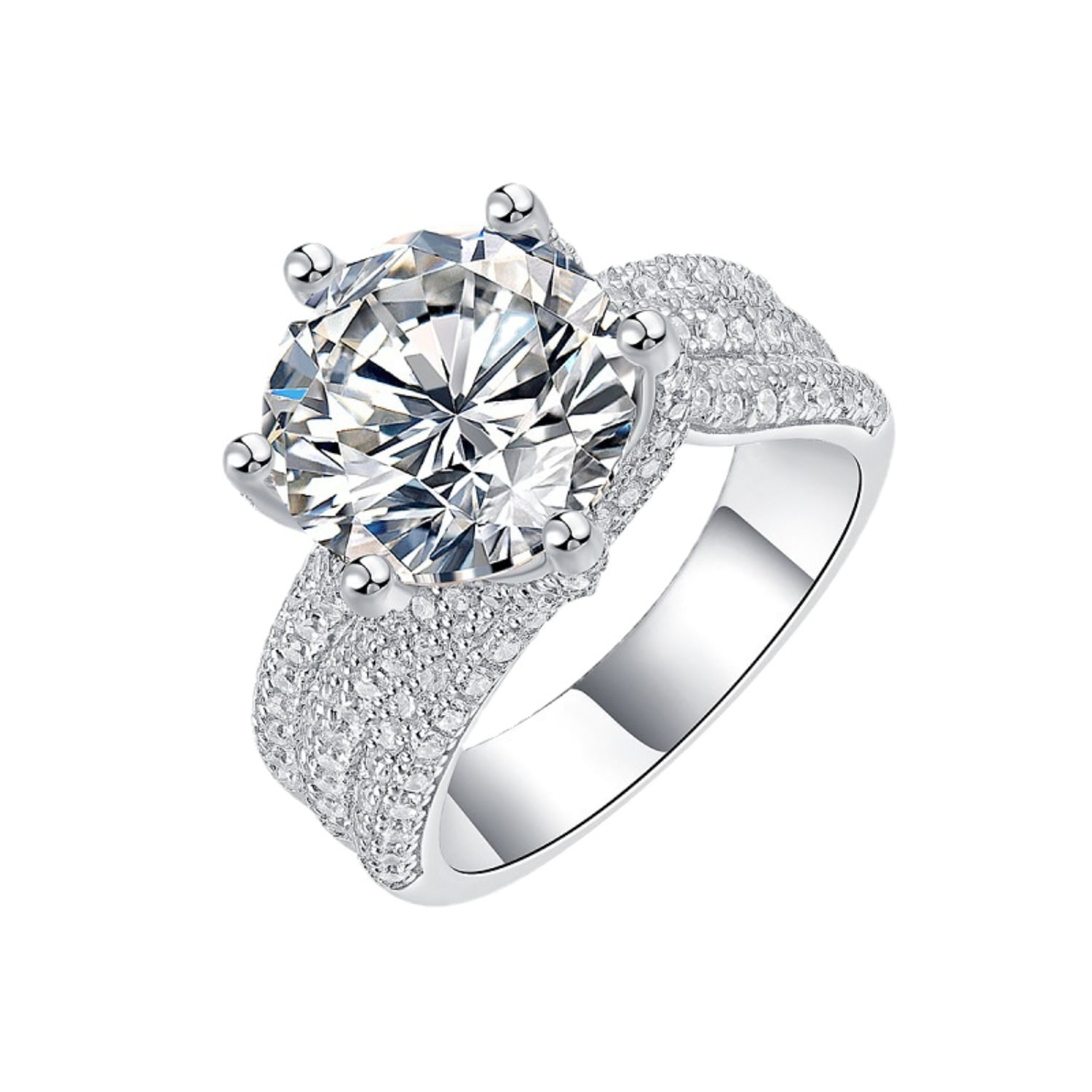5ct Moissanite Engagement Rings for Women Round Cut D Color VVS1 Blue/Yellow/Pink Diamond Rings Moissanite Wedding Bands with Certificate