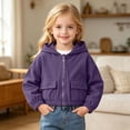 thumbnail image 2 of Curuila Toddler Child Girls Coat With Zipper Long Sleeve Solid Color Hooded Jacket For Girls Everyday Wear Soft Outerwear Size 8-9 Years, 2 of 7