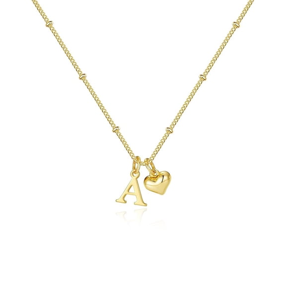 Turandoss Dainty Heart Initial Necklaces for Women 14K Gold Plated Heart Letter A-Z Pendant Jewelry Personalized Valentine's Day Birthday Gifts for Women Teen Girls Trendy