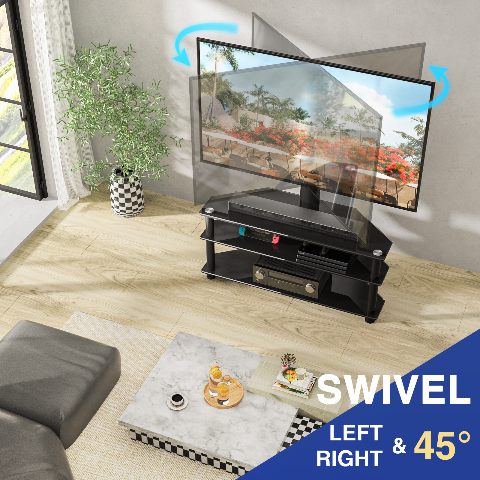 RTVR 3-in-1 TV Stand for 70" Screens with Swivel Mount photo 5