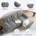 thumbnail image 5 of Euroco L Shaped Couch Modern 83" Living Room Sofa with Chaise Lounge, Velvet, Gray, 5 of 11