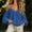 Blue, variant on Womens Cold Shoulder Blouse V Neck Puff Sleeve Spaghetti Strap Loose Fit Flowy Shirt Casual Summer Vacation Beach Everyday Wear Date Blusa Mujer