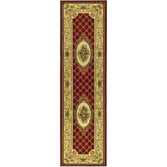 SAFAVIEH Lyndhurst Ella Traditional Bordered Area Rug, Red/Ivory, 5'3" x 7'6"