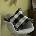 thumbnail image 6 of 16" Handwoven Cotton Throw Pillow Cover Chevron & Gingham Design Black & White, 6 of 7