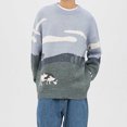 thumbnail image 4 of Lolmot Mens Cow Grassland Sweater Vintage Oversize Knitted Sweater Long Sleeve Round Neck Knitted Pullover Jumper, 4 of 5