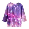 thumbnail image 2 of Galaxy Shirt for Toddler Girls Short Sleeve Starry Print Clothes Outfit Breathable Fashion Girls' Athletic Shirts & Tees,Purple,3-4 Years, 2 of 4