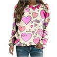 thumbnail image 2 of Viikei Womens Sweatshirts Plus Size,Long Sleeve Shirts for Women Fall Womens Tops,Women's Fall and Winter Valentine's Day Print Casual Long Sleeved Round Neck Hooded Sweatshirt Tops Blouse Pink S, 2 of 5