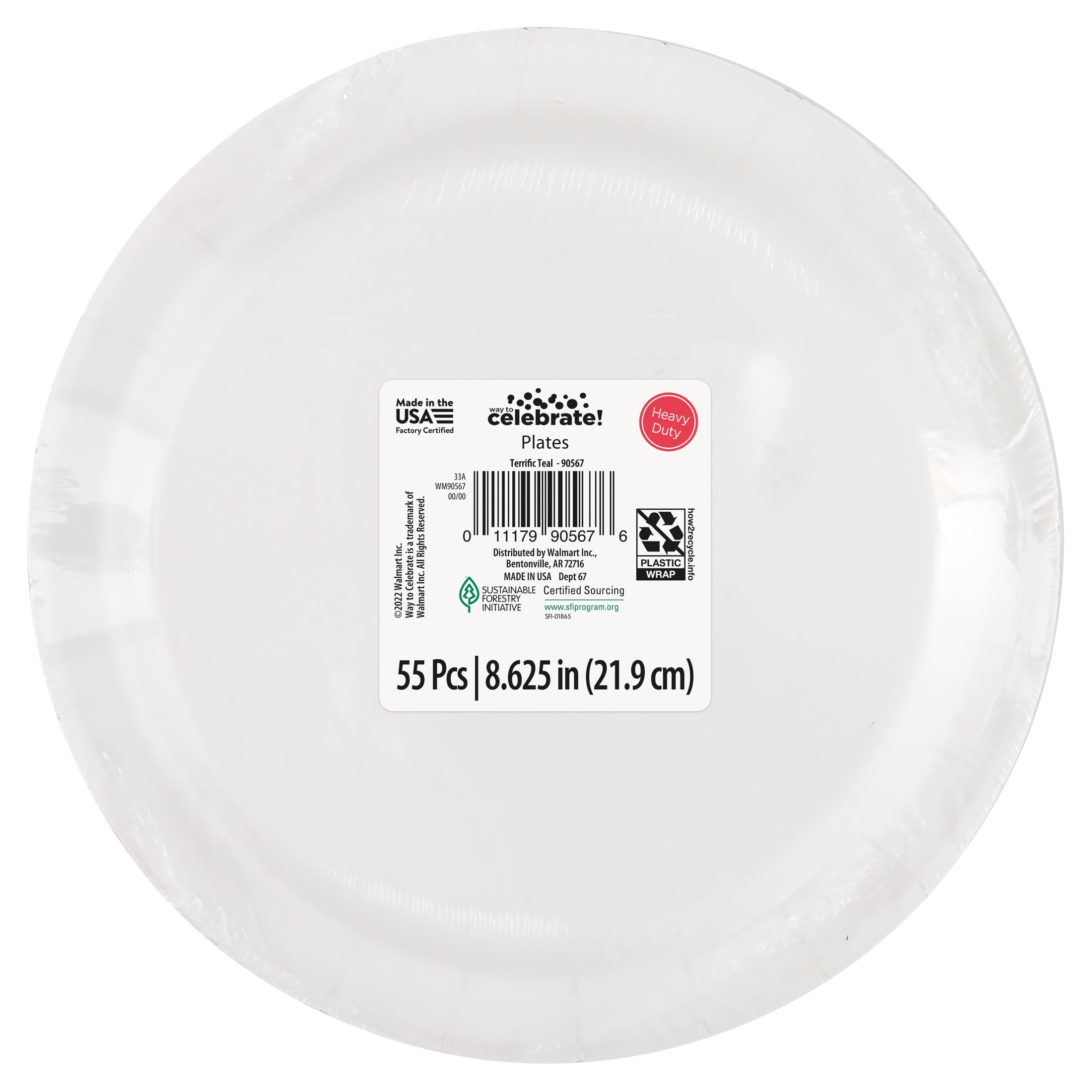 55CT 9IN Teal Dinner Paper Plates by Way To Celebrate