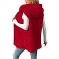 thumbnail image 4 of Mohiass Sherpa Vest Women with Hood Button Fleece Vest Soft Warm Lightweight Fall Jacket Open Front Cardigan Sweaters Red XL, 4 of 6
