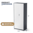 thumbnail image 2 of MoNiBloom Metal Storage Cabinet with Locking Door, 71" Garage Storage Cabinet with 6 Adjustable Shelves, Steel Lockable File Cabinet for Office Home, Grey White, 2 of 10