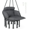 thumbnail image 2 of Outsunny Hanging Hammock Chair, Cotton Rope Macrame Swing Chair with Large Cushion, Chain, Steel Frame for Indoor Outdoor Patio Balcony, Dark Gray, 2 of 9