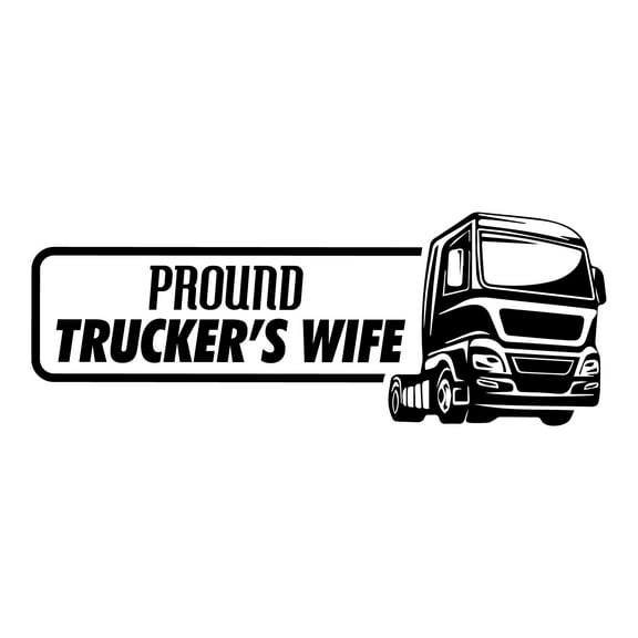 Pround Trucker's Wife Trucker Proud Quote Truck Silhouette Vinyl Decal Wall Art Sticker Designs Vinyl Stickers For Home House Walls Rooms Windows Bedroom Decoration Size (28x28 inch)