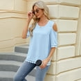 thumbnail image 5 of Fjuchai Womens Casual Crew Neck T-Shirts Tee Tops Women's Loose Comfy Blouse Lightweight Fashion Short Sleeve Tee Sizes S-XXL, 5 of 8