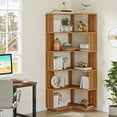 Tribesigns 6Tier Corner Bookshelf, 64.9 Inch Tall Industrial Bookcase with Antidrop Panel