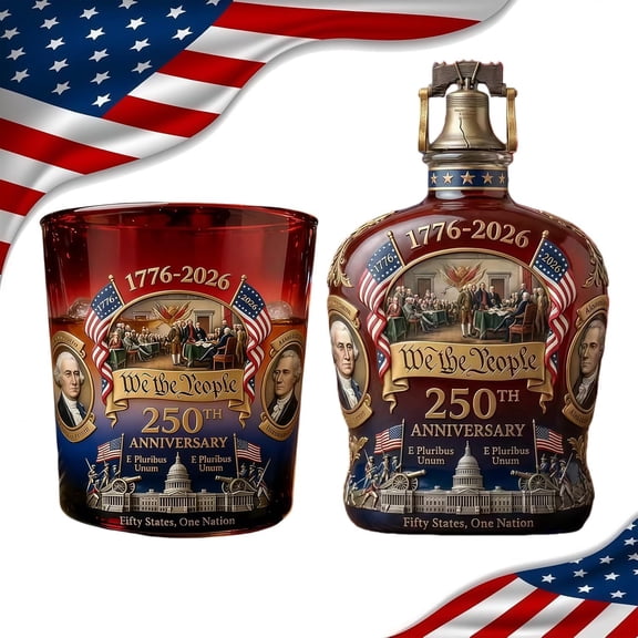 250th Anniversary Whiskey Bottle, We The People 250th Anniversarys Personal Reserve Bottles, Independence Day Patriotic Gift for Liquor Scotch Bourbon or Wine