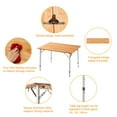 KingCamp Bamboo Camping Table Adjustable Height Folding Table Outdoor