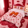 thumbnail image 2 of meiyoeat Girls Personalized Monogram Queen Comforter Set,Strawberry Themed Initial Comforter Sets Queen For Girl,Pink Reversible,3Pcs,1 Comforter And 2 Pillowcases, 2 of 7