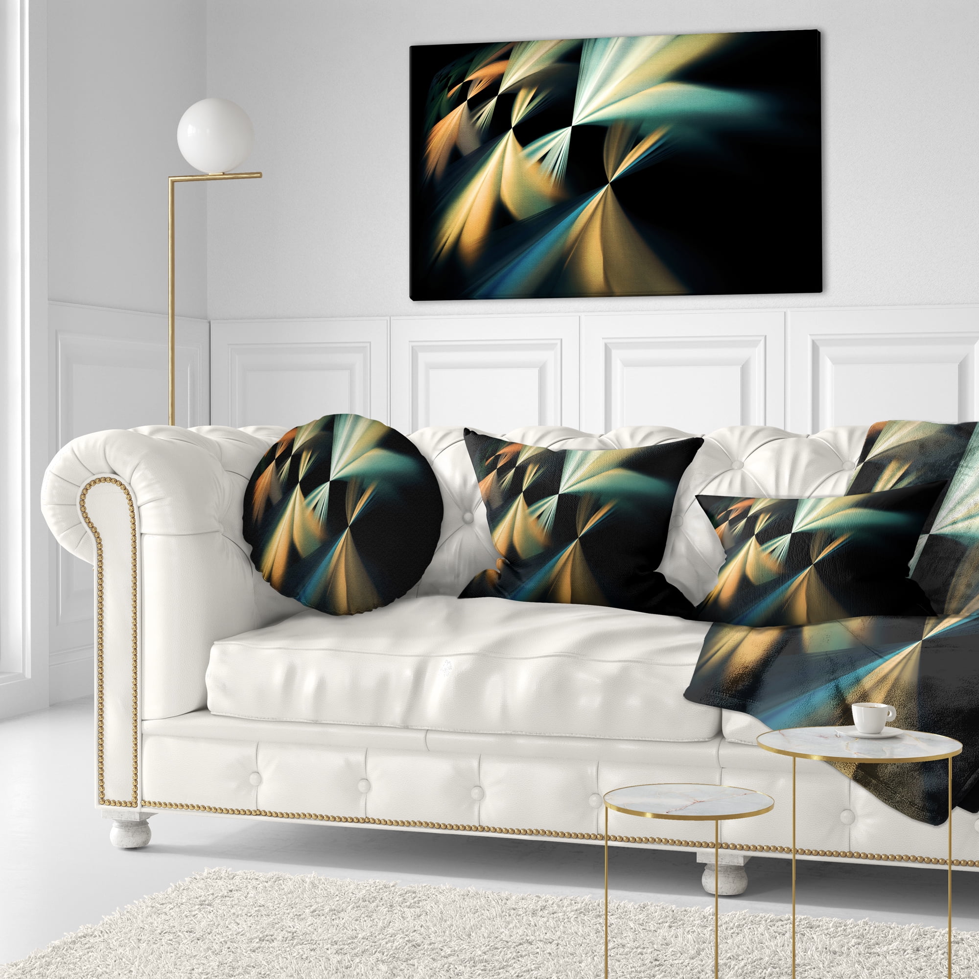 Designart Floating Abstract Fractal Designs - Abstract Throw Pillow - 12x20