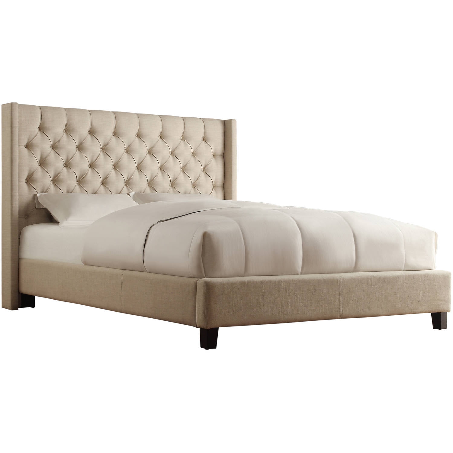 Weston Home Melford Wingback Tufted Platform King Bed, Beige
