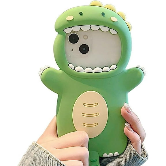 Cartoon Cute Dinosaur Big Mouth Amazing 3D Creative Kawaii Soft Silicone Shockproof Case Compatible with iPhone Case (iPhone 13 Pro)