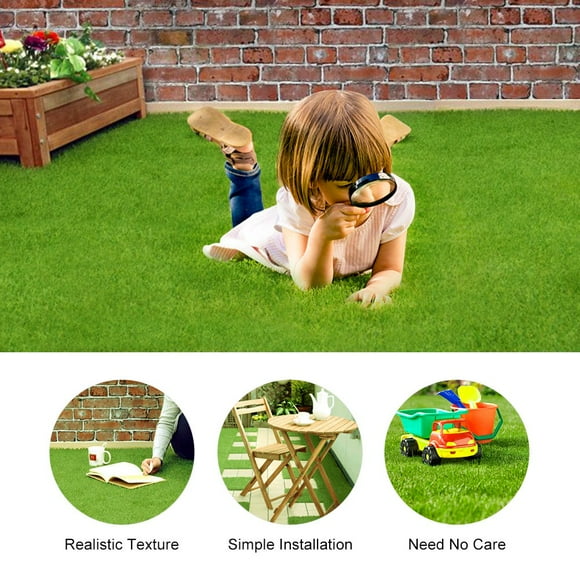 HURRISE Artificial Grass 2 Sizes Synthetic Artificial Grass Mat Turf Lawn Garden Micro Landscape Ornament Home Decor