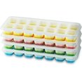 thumbnail image 1 of JM Bandejas de silicona para cubitos de hielo con tapa, ahorran espacio y apilables, certificadas LFGB y sin BPA, bandejas cuadradas fáciles de quitar, azul/verde, paquete de 4 JM, 1 of 5