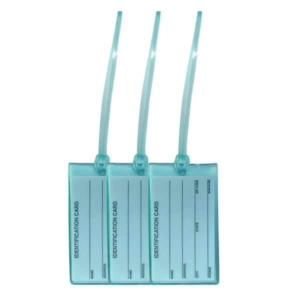 Travel Luggage Tags | 3 Sky Blue Jelly Luggage Tags |  High Visibility | Made in USA