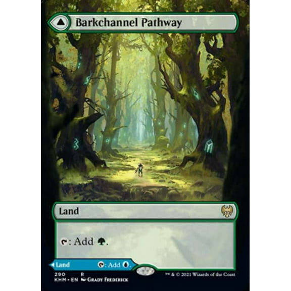 MtG Kaldheim Rare Barkchannel Pathway // Tidechannel Pathway (Alternate Art Borderless) #290